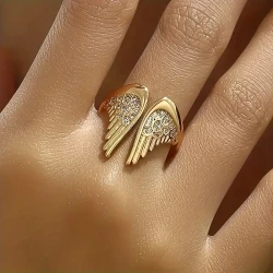 Boho Style Angel Wing Cuff Ring for Women