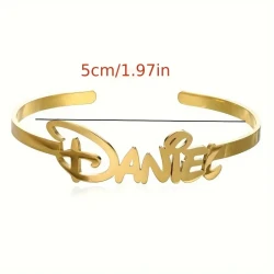 Personalized Name Open Bangle, Minimalist Fashion Stainless Steel Jewelry