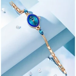 MKGO Luxury Blue Crystal Quartz Bracelet Watch