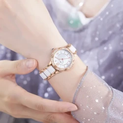 Ladies Ceramic Rose Gold Elegant Watch