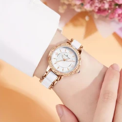 Ladies Ceramic Rose Gold Elegant Watch