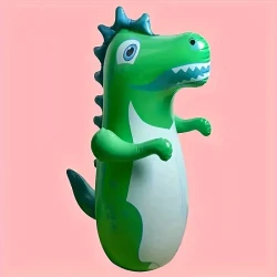 Youngsters' Dinosaur Inflatable Punching Bag - Durable PVC, Ideal for Ages 3-6, Outdoor Exercise & Fun - Available in Pink/Green/Yellow