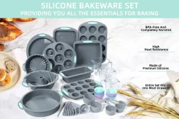 Silicone Baking Set, Nonstick Bakeware Set Baking Cookie Sheets Cake Muffin Bread Pan,