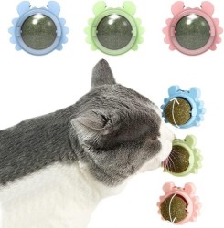 Catnip Wall Ball Piece Cat Toys Edible Cat Licking Toy Cat Chew Toy Teeth Cleaning Cat Bite Toy Rotatable Indoor Cat Toy Cat Wall Decoration