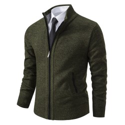 Men's Solid Color Stand Collar Fleece Sports Coat