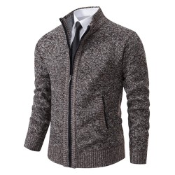 Men's Solid Color Stand Collar Fleece Sports Coat