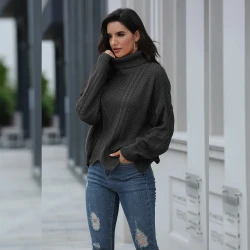 Loose solid color sweater women winter