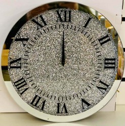 Wall Clock Crystal With Mirrored Large Sparkly