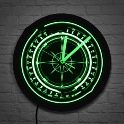 LED Luminous Wall Clock Black Wall Clock Nautical Compass Backlit Rose Compass Home Decoration Clock Wall Clock