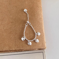 Female Minimalist S925 Pure Silver Heart-shaped Chain Ring