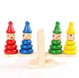 Wooden Clown Balance Children Puzzle Ring Kindergarten Early Childhood Toy Building Bocks