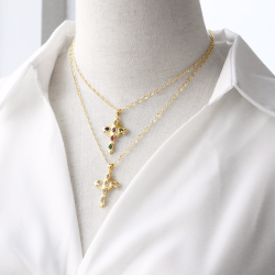 Simple Cross Pendant Necklace Plated With Real Gold