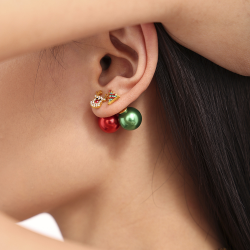 Colorful Zircon Christmas Tree Elk Stainless Steel Studs