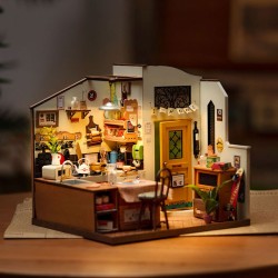 Rolife Happy Kitchen Dollhouse Minature House DIY Wooden Puzzle With LED Light