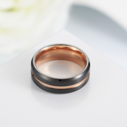 Black Rose Gold Two-color Titanium Steel Ring Surface Brushed Matte Ring