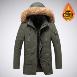 Mid-length Autumn And Winter Jacket Men's Velvet Thermal And Thickening Cotton-padded Coat