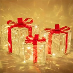 New Christmas Gift Box 3-piece Folding Christmas Gift Box Light Up Valentine Gift Box Christmas Lights