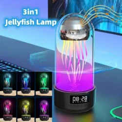 Creative 3in1 Colorful Jellyfish Lamp With Clock Luminous Portable Stereo Breathing Light Smart Decoration Bluetooth - compatible Speaker