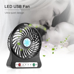 Mini Portable USB Charging Handheld Fan with LED Light - Outdoor Camping Cooling Fan