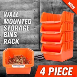 Storage wall rack, 4-bin organizer,