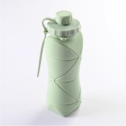 Origami Bottle Foldable Silicone Drinking Bottle / Foldable Bottle 600ml Sport Drinking Bottle With Hook