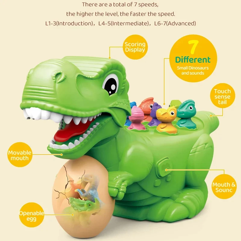 Educational Toys for Children to Hit Animals Dino Dinosaurs with Lights and Music