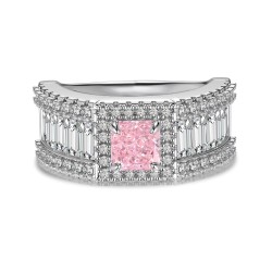 Radiant Pink Ice Flower Zirconia Wedding Ring