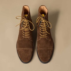 Handmade High-top Retro Men's Suede Genuine Leather Elevator Shoes