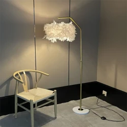 Feather Elegance Marble Floor Lamp