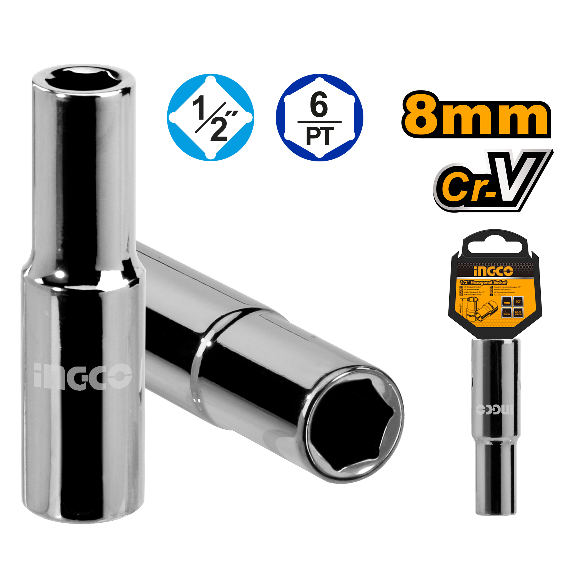 1/2″ Deep Hexagonal Socket.