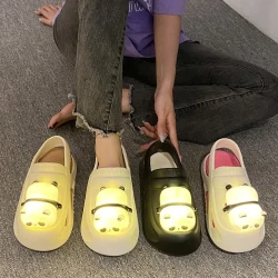Cute Slipper With Panda Lamp Summer Sandales