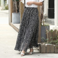 Chiffon Skirt Printed Floral High Waist Midi Skirt