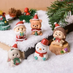 Handmade animal Santa ornaments