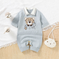 Standing Collar Baby Bear Knitted Sweater