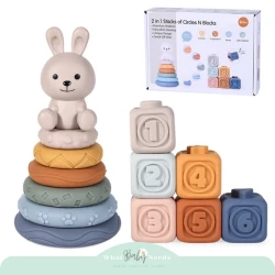 Koala and Bunny Silicone Toy (Silicone Block & Ring Donut) Children's Educational Toy