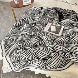 Contemporary Striped Knitted Throw Blanket