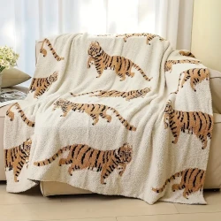 Nordic Tiger Pattern Knitted Blanket