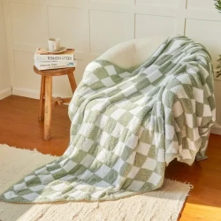 Plush Checkered Throw Blanket