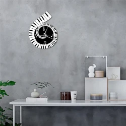 Decoration Wall Clock Treble Clef Piano Keyboard