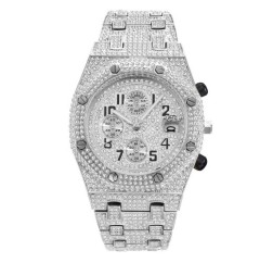 Full Diamond Three-eye Timing Sports Quartz Men's Watch