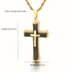 1pc Italian Crafted 925 Sterling Silver Cross Pendant, 18K Gold Plated, Fashion Jewelry for Men, Diamond-Cut, Gift Box Included, Ideal for Couples & Festivals