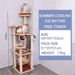 Summer Cooling Ice Rattan Activity Centre Cat Scratching Post Condo Treehouse