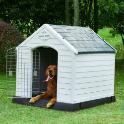 XXL Pet Dog House Plastic Dog Kennel Indoor Outdoor Shelter 122cm