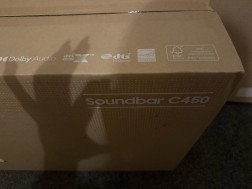 Boxed 55 “ samsung crystal UHD DU8500 and Soundbar C450