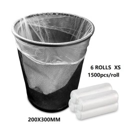 XS(200X300MM) Clear Trash Bag Rubbish, 1500pcs/roll, (6 Rolls/1ctn)