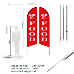 "FOOD" Feather Flag 3.4m Drill Set Double Sided