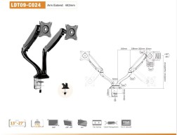 BRATECK 13-27" Counter Balance DUAL LCD Desk Mount