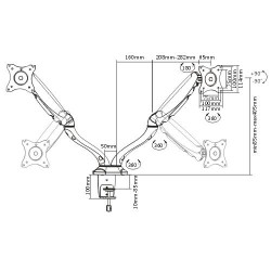 BRATECK 13-27" Counter Balance DUAL LCD Desk Mount