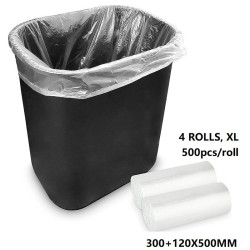 XL (300+120X500MM) Clear Trash Bag Rubbish- 500pcs/roll (4 Roll/1ctn)