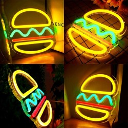 Neon Sign LED Tube Handmade Visual Bar Pub Club Wall Decor Ligh Burger